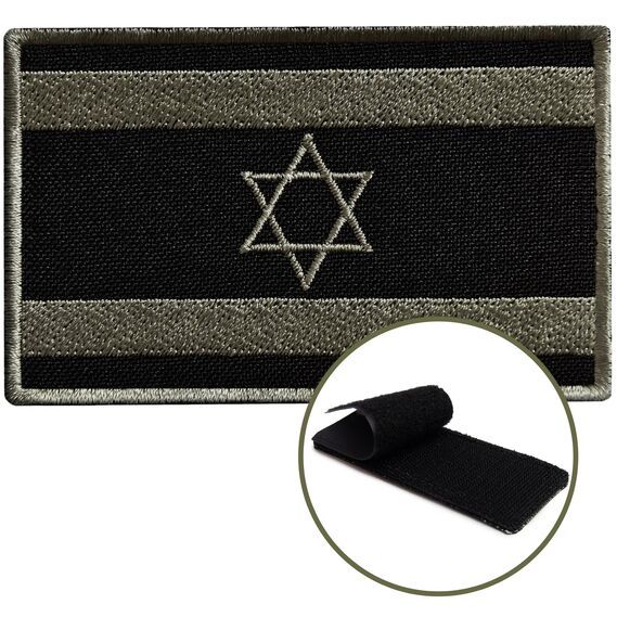 Set of chevrons 2 pcs with velcro Flag of Israel black 5x8 cm, embroidered patch, patch with embroidery, фото 4