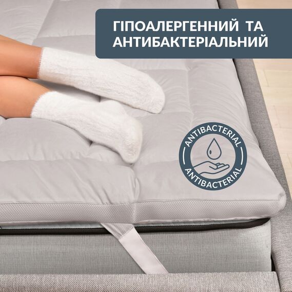 Наматрацник IDEIA ДАБЛ з резинками по кутках 160x200 см захисний антиалергенний супер щільний сірий, фото 5