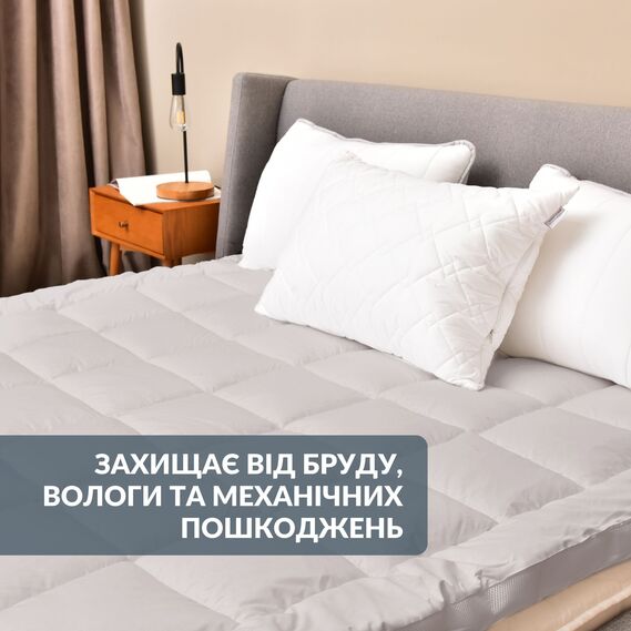 Наматрацник IDEIA ДАБЛ з резинками по кутках 160x200 см захисний антиалергенний супер щільний сірий, фото 9