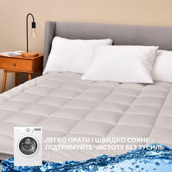 Наматрацник IDEIA ДАБЛ з резинками по кутках 160x200 см захисний антиалергенний супер щільний сірий, фото 10