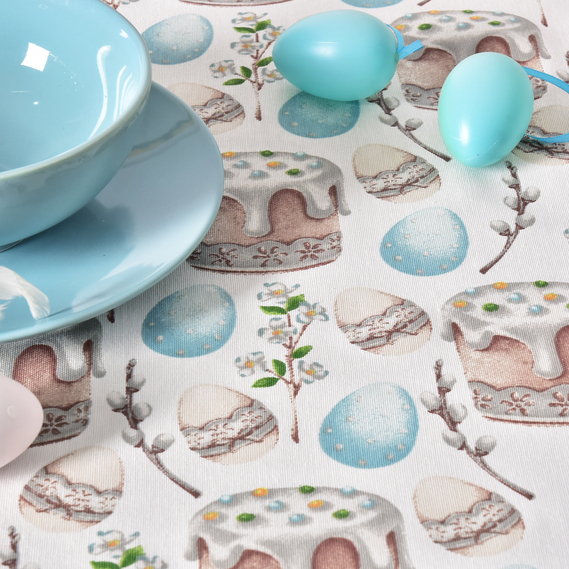 Скатертина 170х260 см великодня з водовідштовхувальним покриттям IDEIA святкова бавовна Великдень великдень м`ята, фото 3