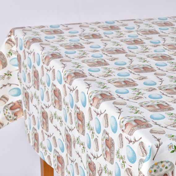 Easter Tablecloth 170x260 cm with Water-Repellent Coating IDEIA Festive Cotton Easter великдень м`ята, фото 8