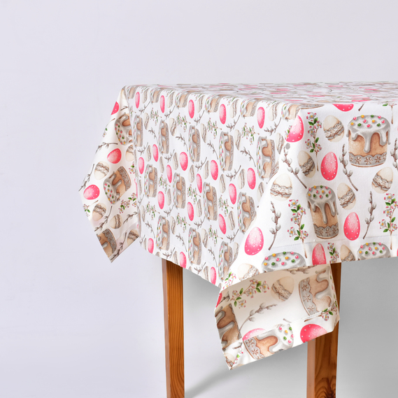 Скатерть 170х260 см пасхальная с водоотталкивающей пропиткой IDEIA праздничная хлопок Пасха великдень пудра, фото 1 Скатерть 170х260 см пасхальная с водоотталкивающей пропиткой IDEIA праздничная хлопок Пасха великдень пудра, фото 1