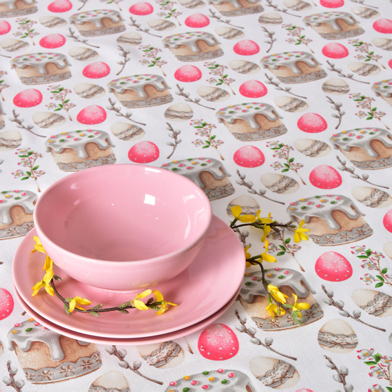 Скатерть 170х260 см пасхальная с водоотталкивающей пропиткой IDEIA праздничная хлопок Пасха великдень пудра, фото 3 Скатерть 170х260 см пасхальная с водоотталкивающей пропиткой IDEIA праздничная хлопок Пасха великдень пудра, фото 3