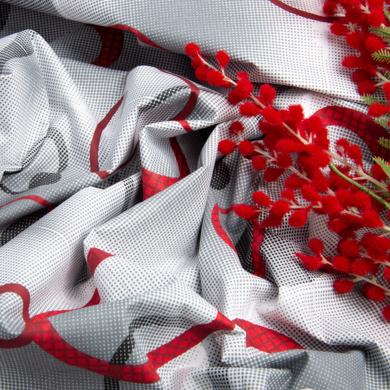 Ткань бязь ранфорс для постельного белья, хлопок, 130 гр/м2, 240 см 6701 v-05 Кружальця червоні, фото 4 Ткань бязь ранфорс для постельного белья, хлопок, 130 гр/м2, 240 см 6701 v-05 Кружальця червоні, фото 4