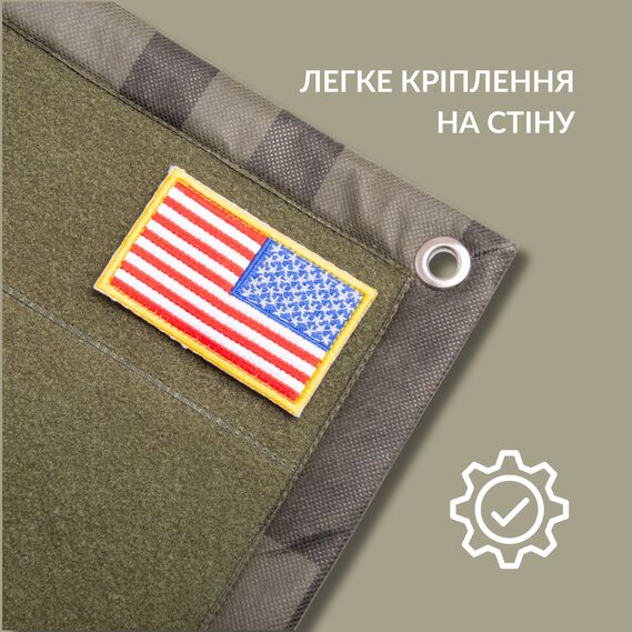 Патч Борд тактичний 61х92 см для шевронів нашивок та нагород складна панель-стенд з липучкою для колекціонерів та військових олива піксель, фото 4