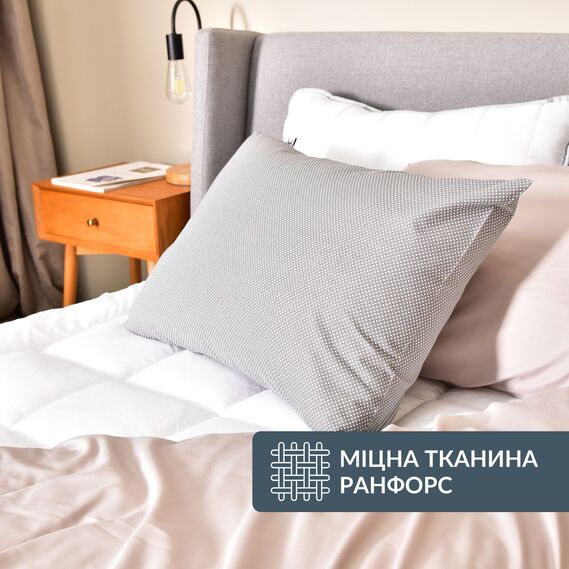 Набір наволочок 2 шт на подушку 40х60 см IDEIA натуральна бавовна бязь ранфорс горошок на сірому, фото 3