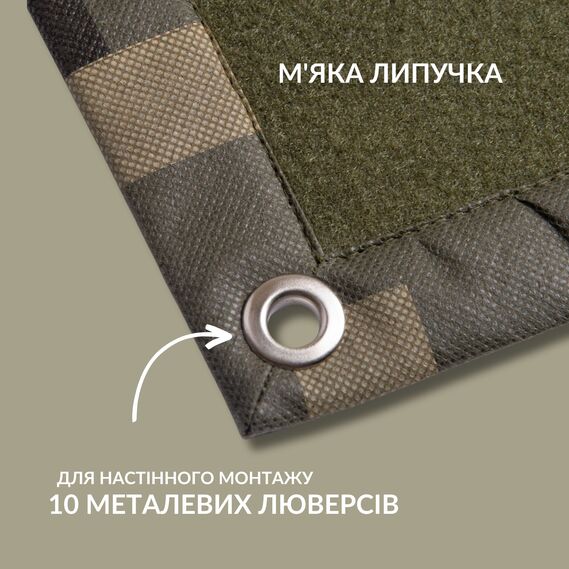 Патч Борд тактичний 69х110 см для шевронів нашивок та нагород складна панель-стенд з липучкою для колекціонерів та військових олива піксель, фото 9
