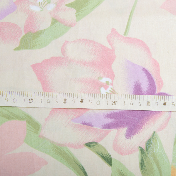 Тканина Тік для постільної білизни 2,2 м Тюльпани Т-45 персик, фото 5