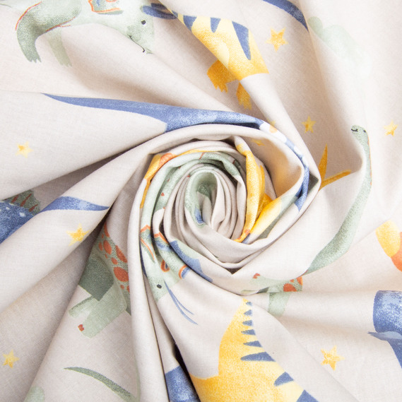 Ткань бязь ранфорс для постельного белья, хлопок, 130 гр/м2, 240 см 26334 діно беж, фото 1