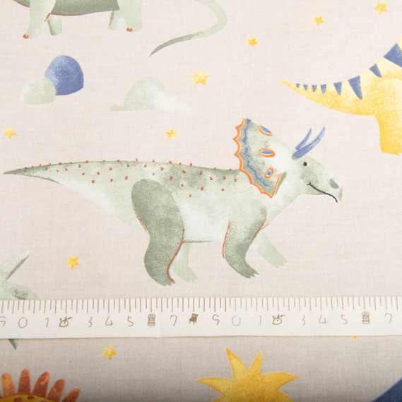 Ткань бязь ранфорс для постельного белья, хлопок, 130 гр/м2, 240 см 26334 діно беж, фото 5