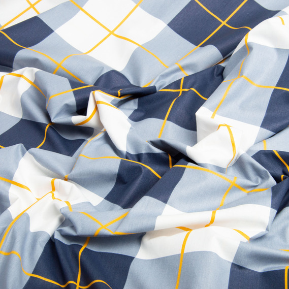 Тканина бязь ранфорс для постільної білизни, бавовна, 130 гр/м2, 240 см 24958 v-01 клітина сіро/синя, фото 2 Тканина бязь ранфорс для постільної білизни, бавовна, 130 гр/м2, 240 см 24958 v-01 клітина сіро/синя, фото 2