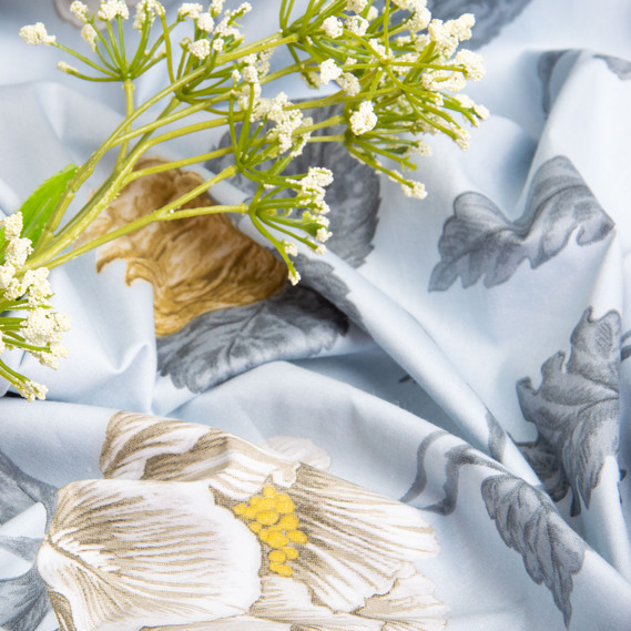 SATIN fabric S-251-A Розі блакитна, фото 4