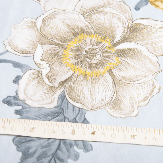 SATIN fabric S-251-A Розі блакитна, фото 5