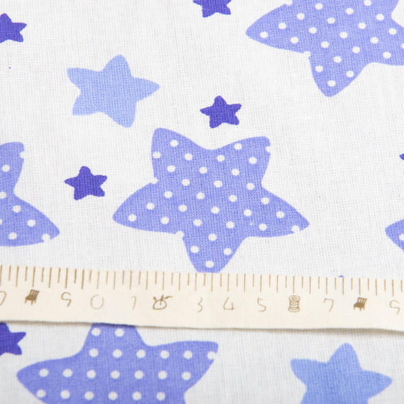 Тканина ситець дитячий Зірочки на білому фіолет, фото 4