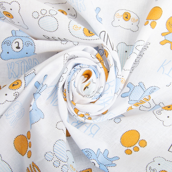 Тканина ситець дитячий Тедді беж/блакитний, фото 1 Тканина ситець дитячий Тедді беж/блакитний, фото 1