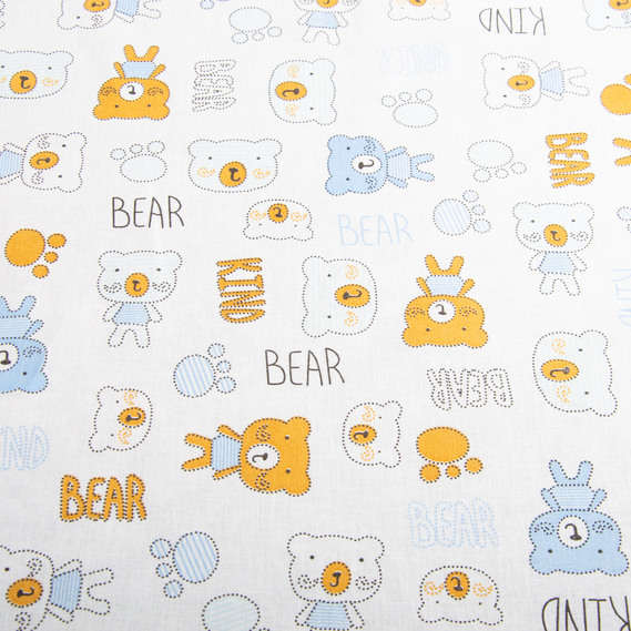 Тканина ситець дитячий Тедді беж/блакитний, фото 3 Тканина ситець дитячий Тедді беж/блакитний, фото 3