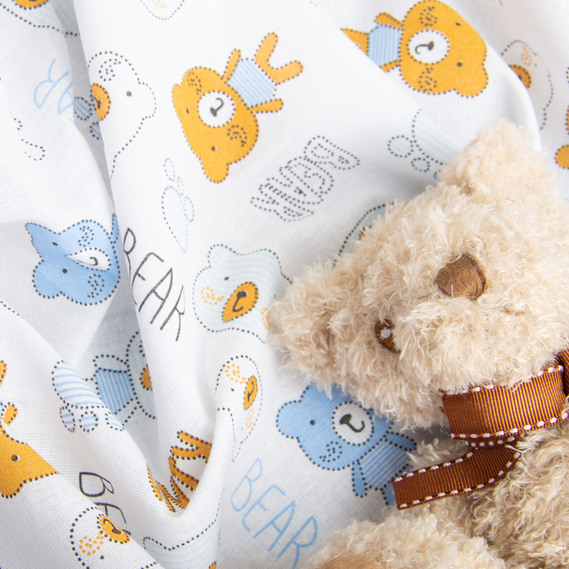 Тканина ситець дитячий Тедді беж/блакитний, фото 4 Тканина ситець дитячий Тедді беж/блакитний, фото 4