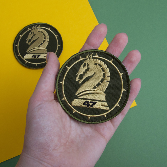 Set of Chevrons 2 pcs on Velcro 47 Brigade Khaki 8 cm Embroidered Patch Patch, фото 4