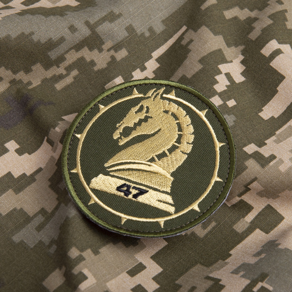 Set of Chevrons 2 pcs on Velcro 47 Brigade Khaki 8 cm Embroidered Patch Patch, фото 5