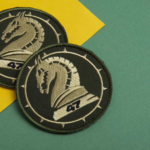 Set of Chevrons 2 pcs on Velcro 47 Brigade Khaki 8 cm Embroidered Patch Patch, фото 6