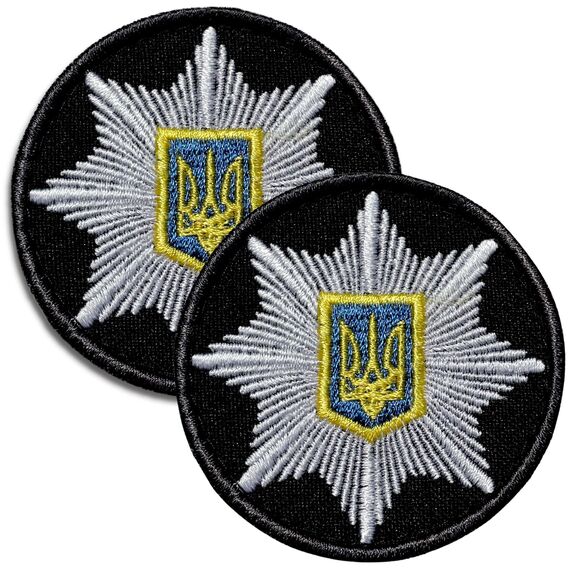 Set of Chevrons 2pcs on Velcro Cockard Police Round 6cm Embroidered Patch Patch, фото 1 Set of Chevrons 2pcs on Velcro Cockard Police Round 6cm Embroidered Patch Patch, фото 1