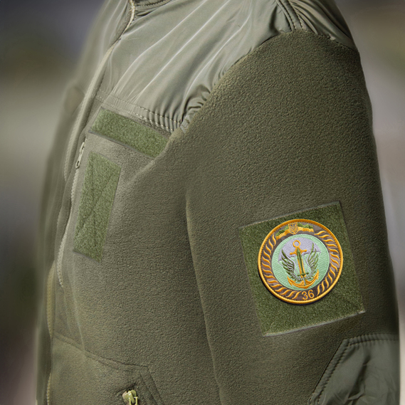 Набір шевронів 2 шт на липучці 36 Окрема десантно штурмова бригада на пікселі 8,8 см, вишитий патч нашивка, фото 4