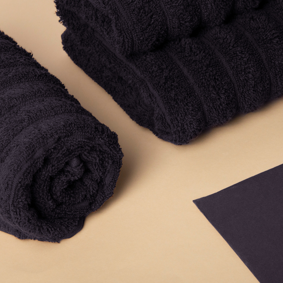 Terry towel 50x80 Wave density 450 g/m2 cotton чорний, фото 5