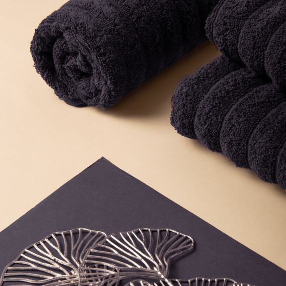 Terry towel 50x80 Wave density 450 g/m2 cotton чорний, фото 6