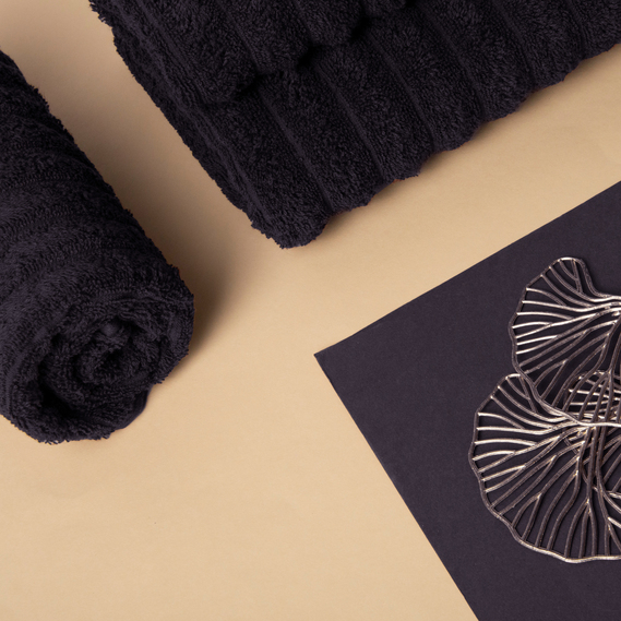 Terry towel 50x80 Wave density 450 g/m2 cotton чорний, фото 11