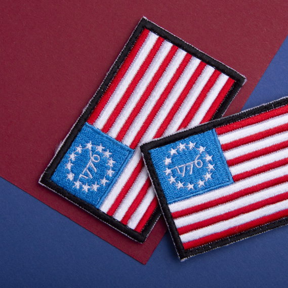 Набор шевронов 2 шт с липучкой Флаг США 1776 5х8 см, вышитый патч нашивка, фото 5 Набор шевронов 2 шт с липучкой Флаг США 1776 5х8 см, вышитый патч нашивка, фото 5
