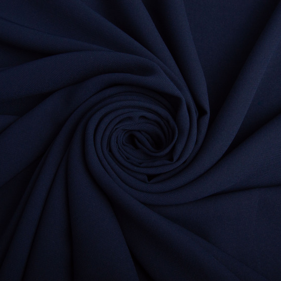 Ткань плательная шифон Sheila легкая полупрозрачная для платьев, блуз. аксессуаров темно синій, фото 1