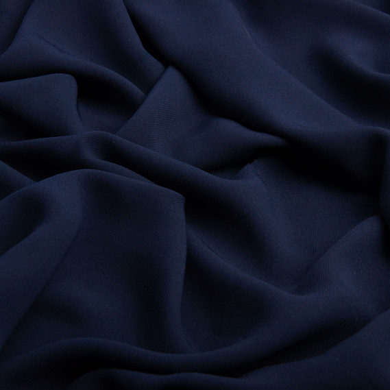 Ткань плательная шифон Sheila легкая полупрозрачная для платьев, блуз. аксессуаров темно синій, фото 2