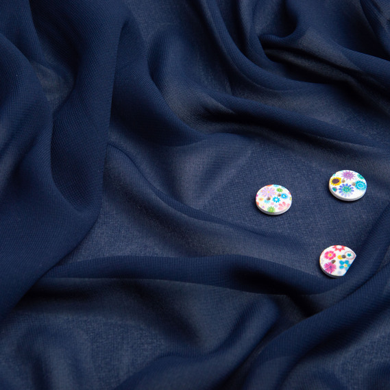 Dress fabric chiffon Sheila lightweight semi-transparent for dresses, blouses, accessories св/navy, фото 3