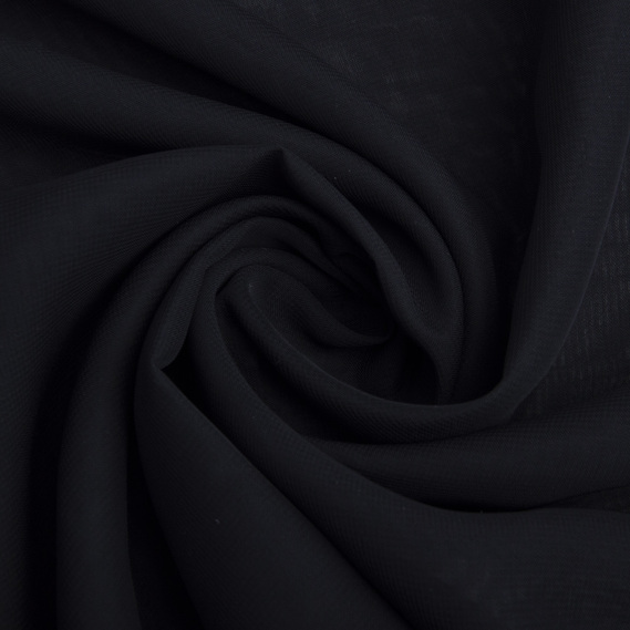 Ткань шифон Мульти 70 гр/м2 150 см полупрозрачная, легкая, воздушная для платьев, блузок и аксессуаров чорний, фото 1