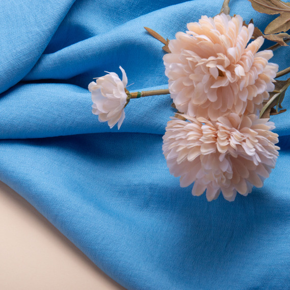 Тканина Льон однотонний Арія V-1109 т.блакитний, фото 3