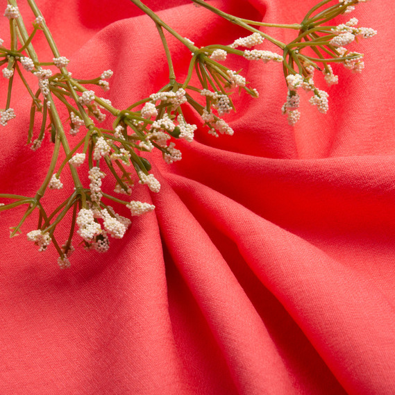 Ткань Лен однотонный Ария V-1738 корал, фото 3