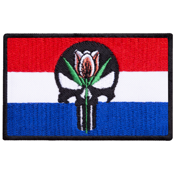 Набор шевронов 2 шт с липучкой Череп Карателя Punisher Флаг Нидерландов с тюльпаном 5х8 см, фото 9