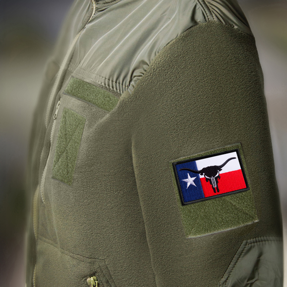Набір шевронів 2 шт з липучкою прапор штату США Техас з Черепом Карателя Бик Рога, вишитий патч нашивка 5х8 см, фото 5
