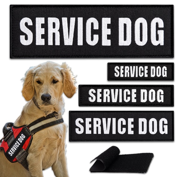 Набір шевронів 4 шт з липучкою Service Dog для службових собак, для кінологів, кінологічна служба, нашивка, вишитий патч, фото 1
