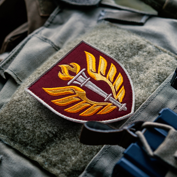 Set of chevrons 2 pcs with velcro DSHV educational center 199, 7x8.2 cm, embroidered patch, фото 3