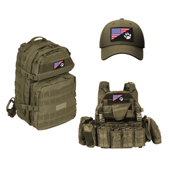 Набір шевронів 2 шт з липучкою Прапор США та лапка для службових собак, K-9, для кінологів, кінологічна служба, нашивка, вишитий патч, фото 3