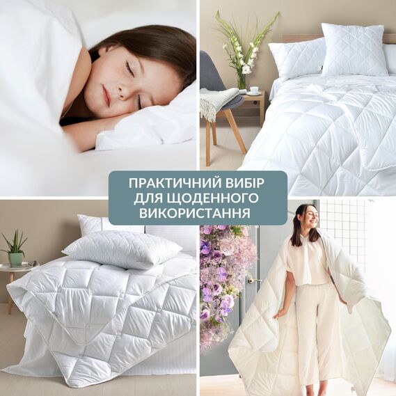 Одеяло ДобраНіч IDEIA 200х220 см зимнее антиалергенное теплое пл 300 г/м2 біла, фото 8