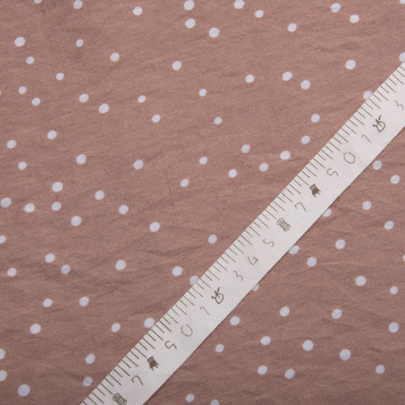 Ткань вискоза плательная Муслин 140 см, 90 гр/м2 для платьев, блузок, юбок, халатов, костюмов горошок беж/пудра, фото 4