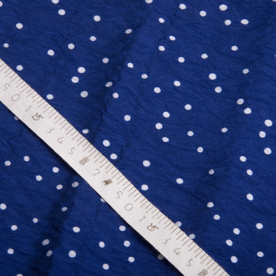 Ткань вискоза плательная Муслин 140 см, 90 гр/м2 для платьев, блузок, юбок, халатов, костюмов горошок синій, фото 3