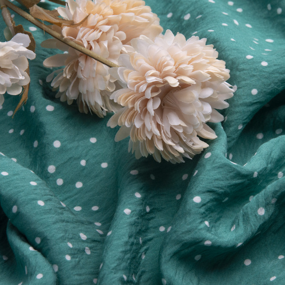 The fabric is muslin viscose горошок т/бірюза, фото 3 The fabric is muslin viscose горошок т/бірюза, фото 3
