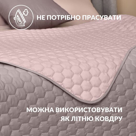 Покривало на ліжко Silhouette 220x240 IDEIA двосторонне, міцна стібка тканини, антиалергенне волокно беж, фото 5