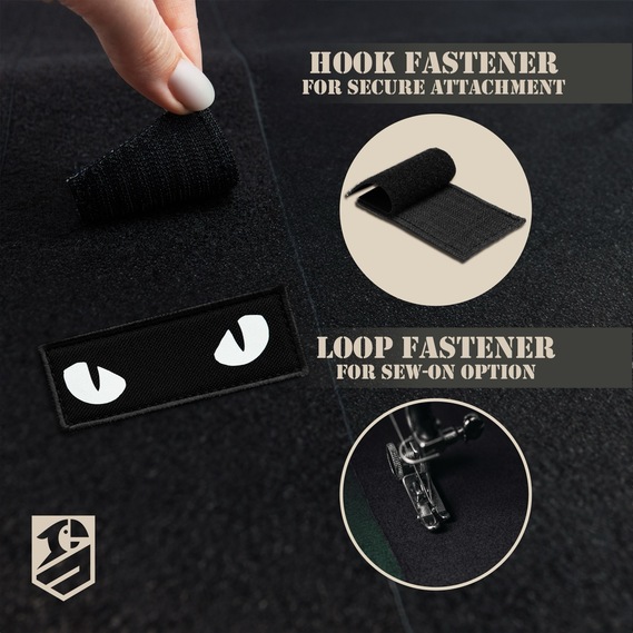 Набор шевронов 2 шт с липучкой Кошачьи глаза, Cat eyes светящиеся в темноте 7х2,2 см, люминесцентний патч нашивка, фото 6