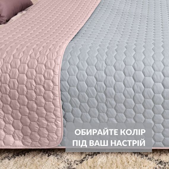 Покрывало на кровать Silhouette 240x260 IDEIA двухстороннее, прочная стежка ткани, антиаллергенное волоконо м’ята , фото 3