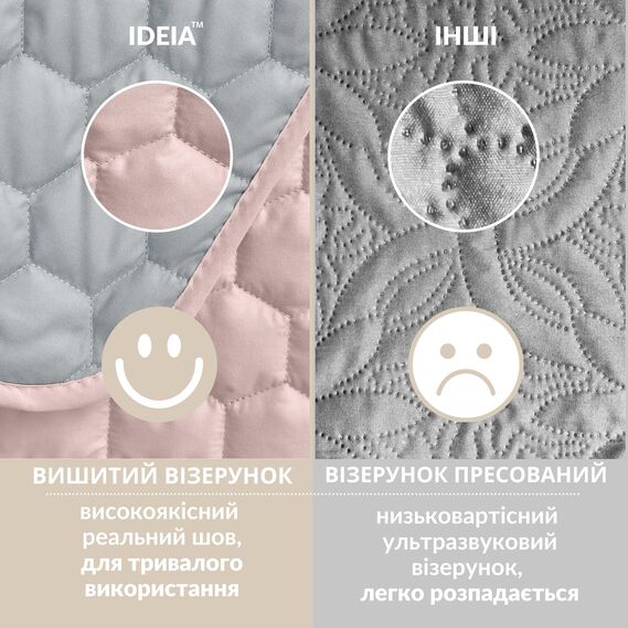 Покрывало на кровать Silhouette 240x260 IDEIA двухстороннее, прочная стежка ткани, антиаллергенное волоконо м’ята , фото 4